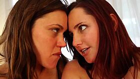 Hope Howell and Alyssa Reece's tight pussies licked in lesbian gaping sex
