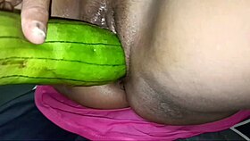 shaved pussy stuffed with fruit until she squirts multiple times!