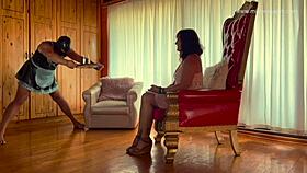 latex mistress april dominates with strapon in comeback