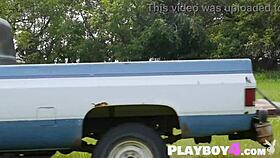 Jenessa Dawn strips naked showing big ass outdoors