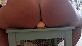 Neighbor sits ass on dildo shaking curves