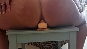 Neighbor sits ass on dildo shaking curves
