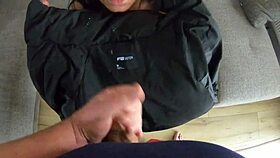 milfycalla drenches shiny leggings in thick cum load