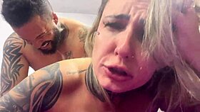 Hot babe bareback creampie in dripping wet pussy