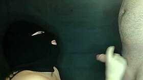 Balaclava hides her face but not that hot mouth slurping my cock