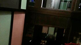 Blonde amateur endures close-up anal assfucking and blowjob in public restaurant toilet