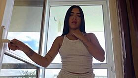 horny latina guy tempts petite student babe's tight ass