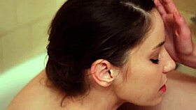 Brunette Lesbians Masturbate Tits in Bath Tub