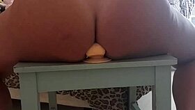 Neighbor sits ass on dildo shaking curves