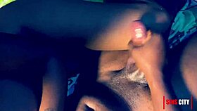 ebony babe strokes big black monster cock for best handjob creampie