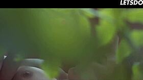 Vanessa Decker and Angel Wicky lick and finger juicy pussies deep in forest woods!