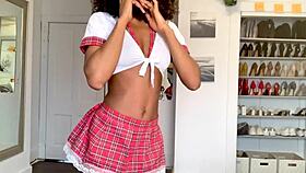 Schoolgirl Shakes Light Waist Dancing Into Masturbation