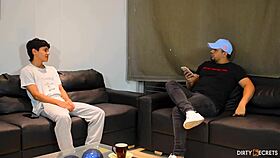 brunette latina bends over to fuck boss hard in intense cowgirl ride