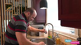 the fresh tattooed cutie gasps as plumber rams her innocent ass hard and deep