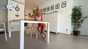 girl, does that anal plug make your blowjob orgasms explode while riding my cock in kitchen?