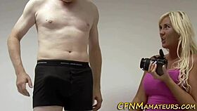 Blonde CFNM Amateur Jerks Monster Cock Hard