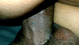 Juicy pussy bent over bed for deep creampie pounding and licking