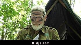 Old Man Savagely Pounds Bent-Over Young Girl Deep In Forest