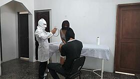 Perverted Doctor Sneaks Doggystyle Fuck with Sexy Latina Patient as Husband Waits Outside