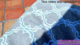 horny milf cougar shay sights teases in bikini before poolside pussy pounding