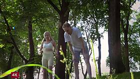 petite blonde unwinds intimately after morning jog