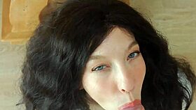 A curvy brunette fuck doll with big ass and natural tits gets bent over for monster cock creampie in taboo roleplay