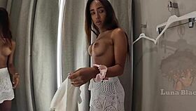 Hey, Check Out This Sexy Latina Flashing Tits In Public Fitting Room
