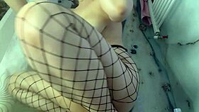 Ebony BBW bitch fingers squirts and sucks massive tits