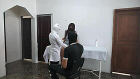 Perverted Doctor Sneaks Doggystyle Fuck with Sexy Latina Patient as Husband Waits Outside