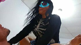 devouring the juicy pussy of sexy halloween witch in costume