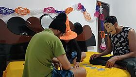 devouring the juicy pussy of sexy halloween witch in costume