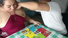 chubby bbw brunette plays horny games with curvy big ass pussy pal