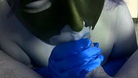 helgafoxxy's wild blowjob in crazy color madness?