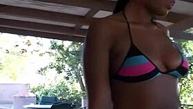 black babe bikini blowjob hardens cock for deep pussy creampie ride