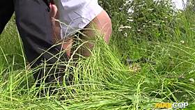 rookie cop babe joins her coworker for wild outdoor threesome in uniform