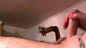 amateur couple shows off unique cock piercing close up