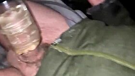 I breed my fleshlight handsfree in public while exhibitionists watch my cumshot explosion