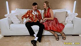 busty blonde with massive jugs gargles cock and smooth pussy in hd