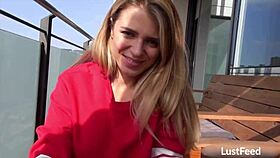 Fucking stunning blonde Mary Kalisy in passionate outdoor cowgirl ride with cumshot