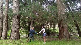 old farmer pounds tight young college girl's juicy pussy in outdoor field gaping orgasm