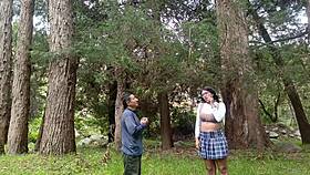 old farmer pounds tight young college girl's juicy pussy in outdoor field gaping orgasm