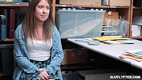 hey shoplifter satine summers loves submitting juicy pussy to boss man