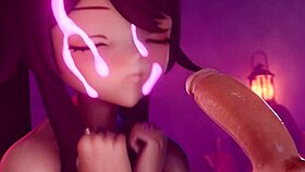 hu tao gets horny slurping cock till it explodes with cum 😘💦