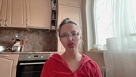 kinky glasses girl teases with huge assets long nails