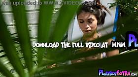 petite asian milf hannah le strips tiny bikini, poses nude showering her wet pussy outdoors