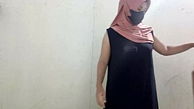 Arab Big Tits Hijab Girl Masturbates Wildly with Huge Cucumber!