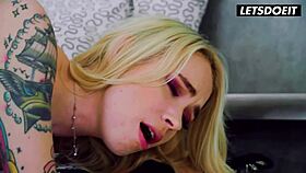 what if this blonde lezdom babe pins down her redhead lover for intense bed domination?