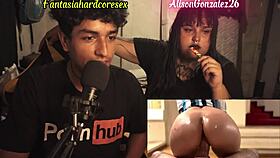 Alison Gonzalez reacts to top Argentinian porn then sucks huge cock