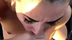 She drops to knees for his deepthroat outdoor cum finish