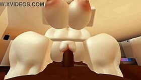 Shy roblox girl turns slutty riding big cock wildly